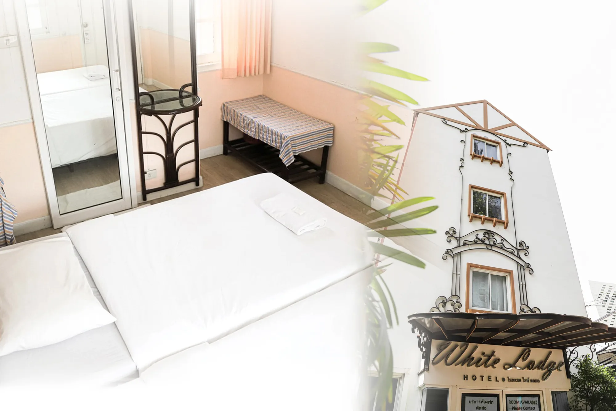 White Lodge Hotel — guest room and building facade